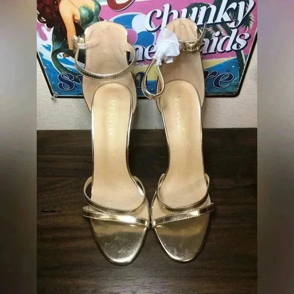 VENUS Strappy Gold Heels - Picture 4 of 13